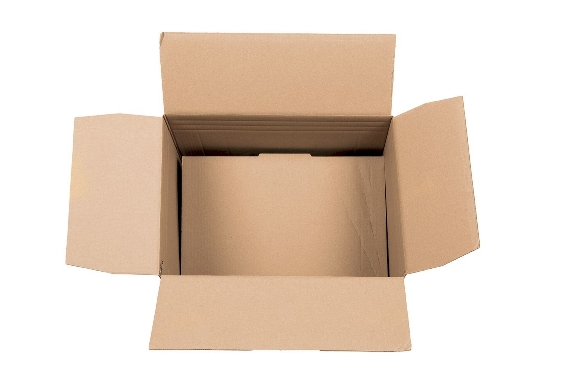 Boite en carton à rabats avec fond automatique pour montage instantané à hauteur variable double cannelure