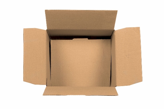 Boite en carton à rabats avec fond automatique pour montage instantané double cannelure