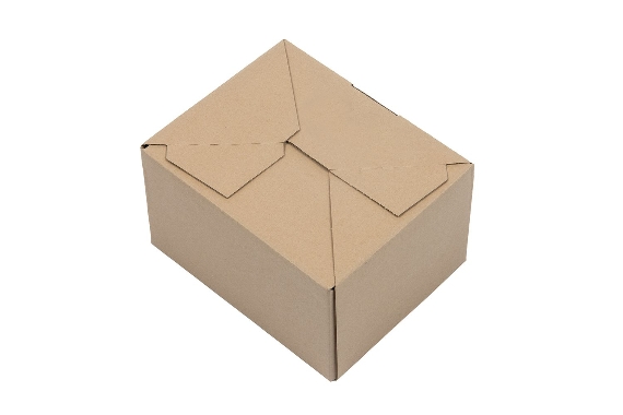 Boite en carton à rabats avec fond automatique pour montage instantané simple cannelure
